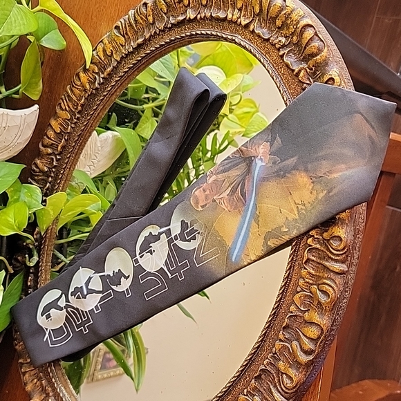 VINTAGE Star Wars  Obi Wan Kanobi Neck Tie Star Wars Bundle Jedi Repeat  Navy - Picture 4 of 15